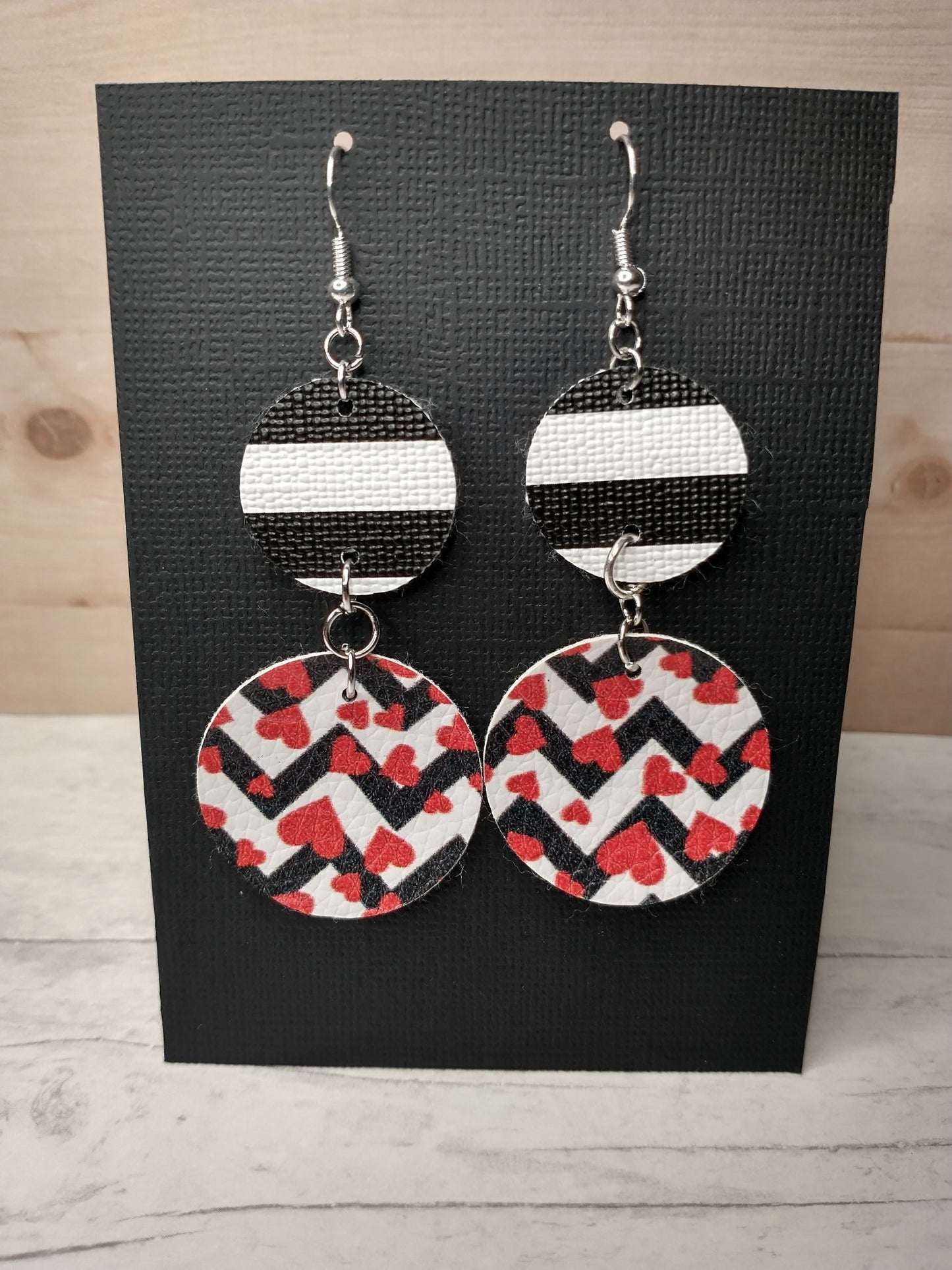 Heart Stripped Circle Earrings - Merlscreations