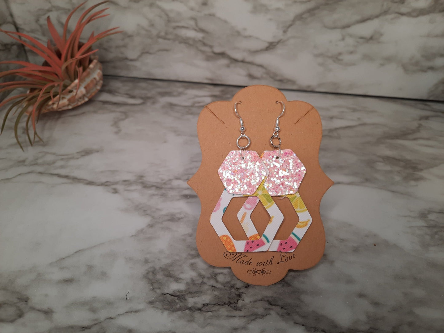 Pink Glitter and Summertime Earrings - Merlscreations
