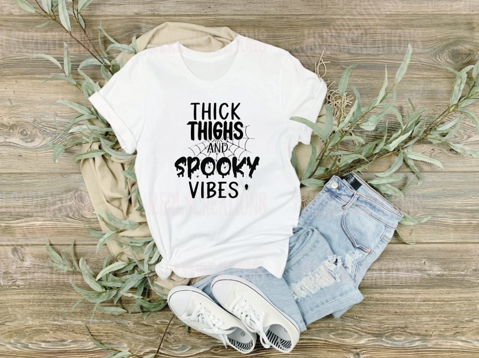 Thick Thighs and Spooky Vibes T-shirt - Merlscreations