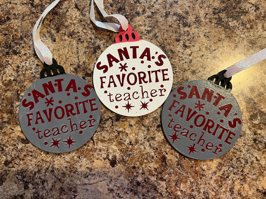 Santa’s Favorite Teacher Christmas Ornament