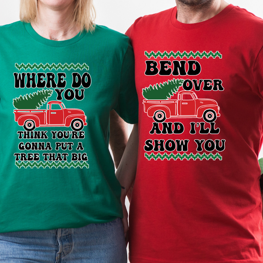 Bend over Christmas Couple Shirts