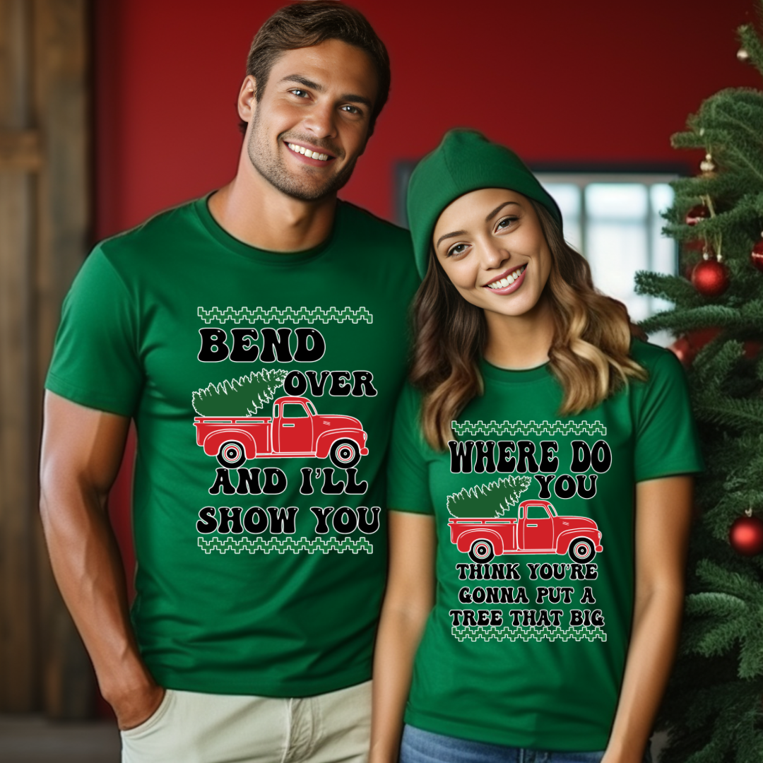 Bend over Christmas Couple Shirts