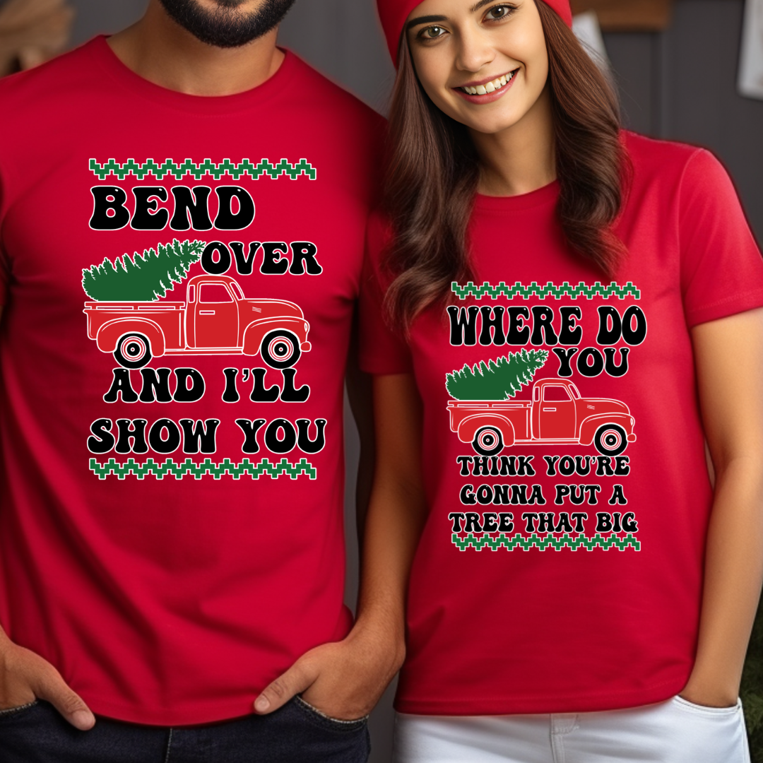 Bend over Christmas Couple Shirts