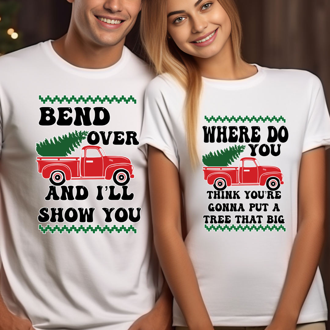 Bend over Christmas Couple Shirts