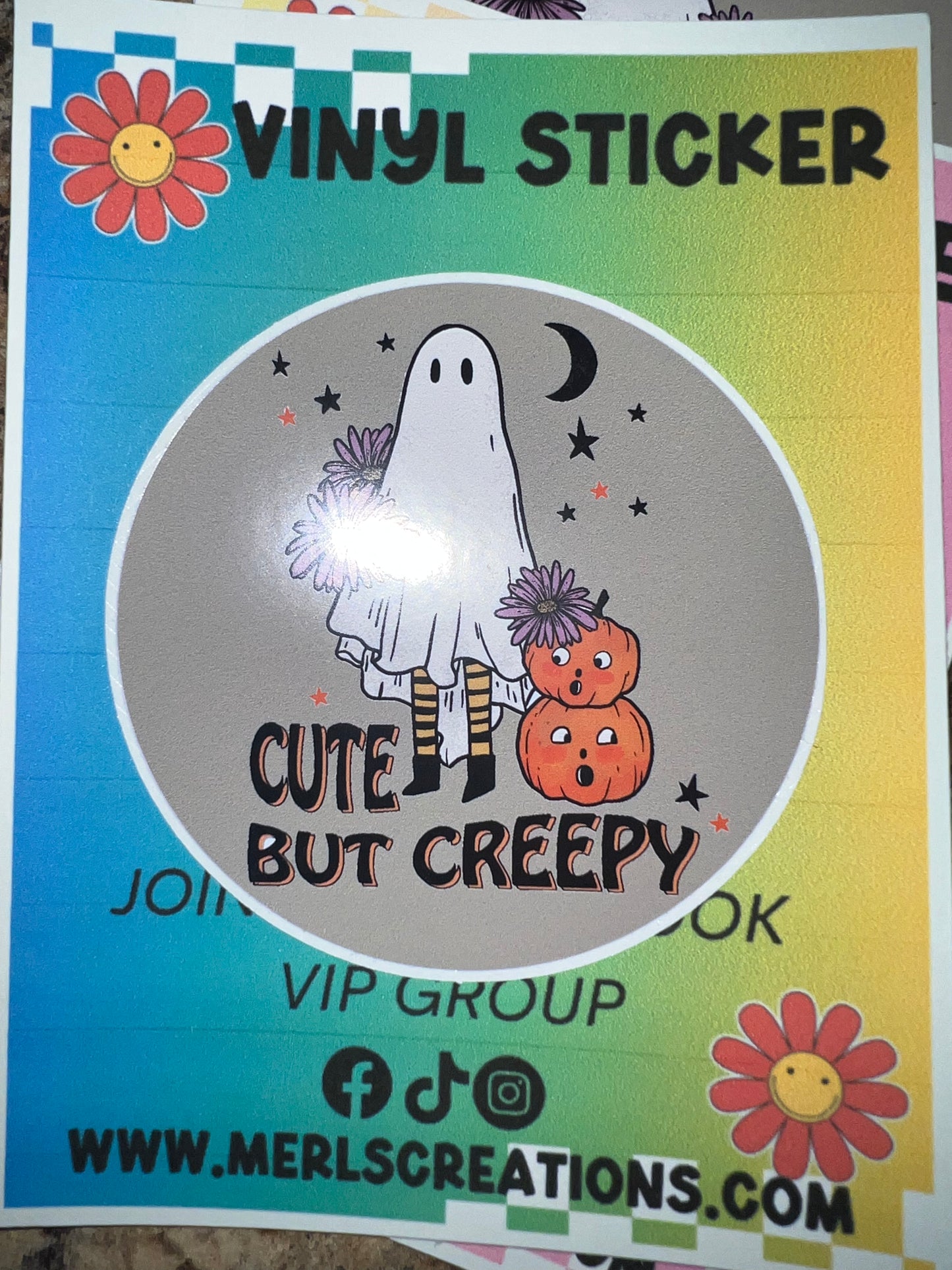 Cute but creepy vinyl sticker