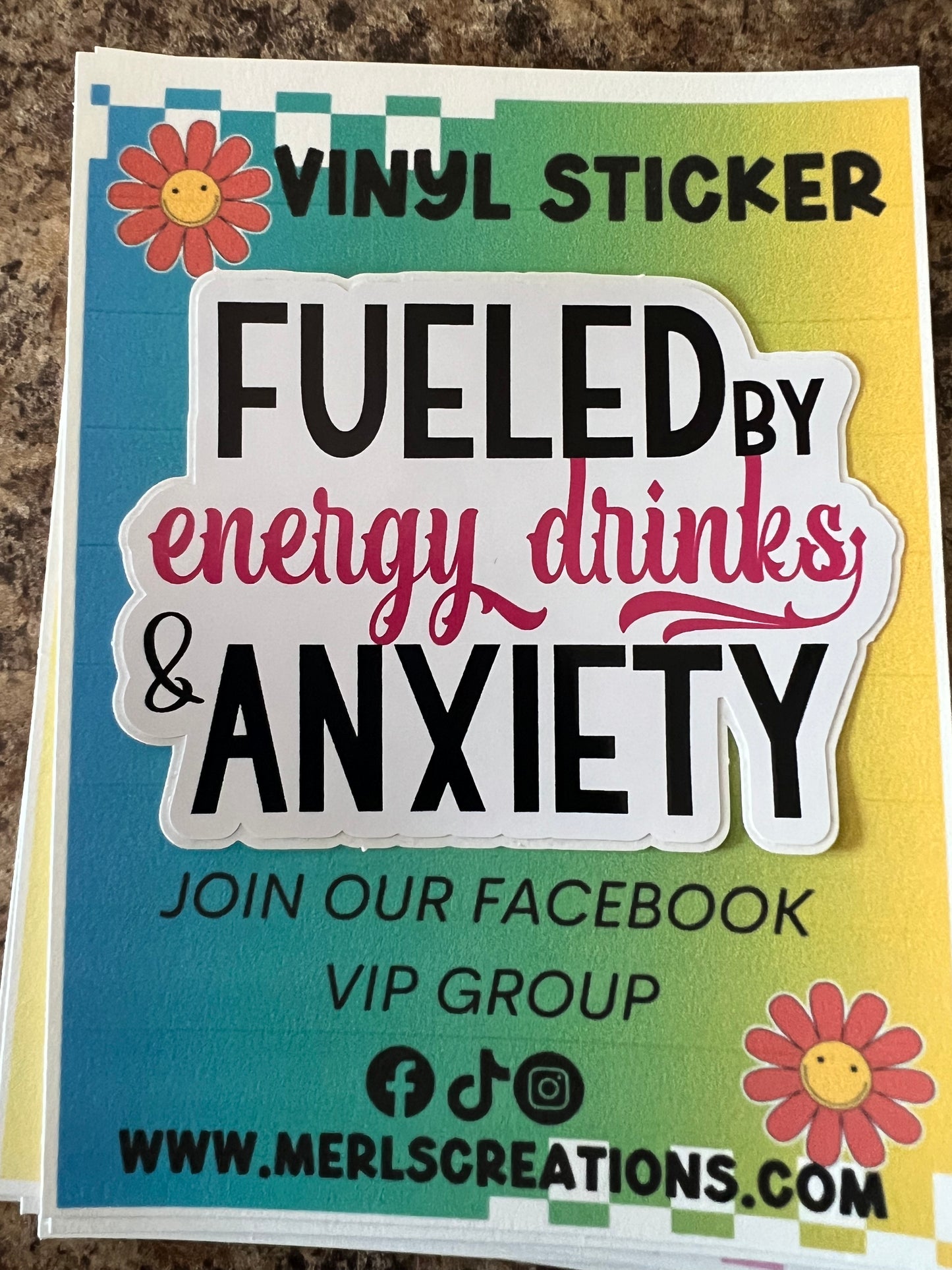 Energy Drink & Anxiety Vinyl Sticker