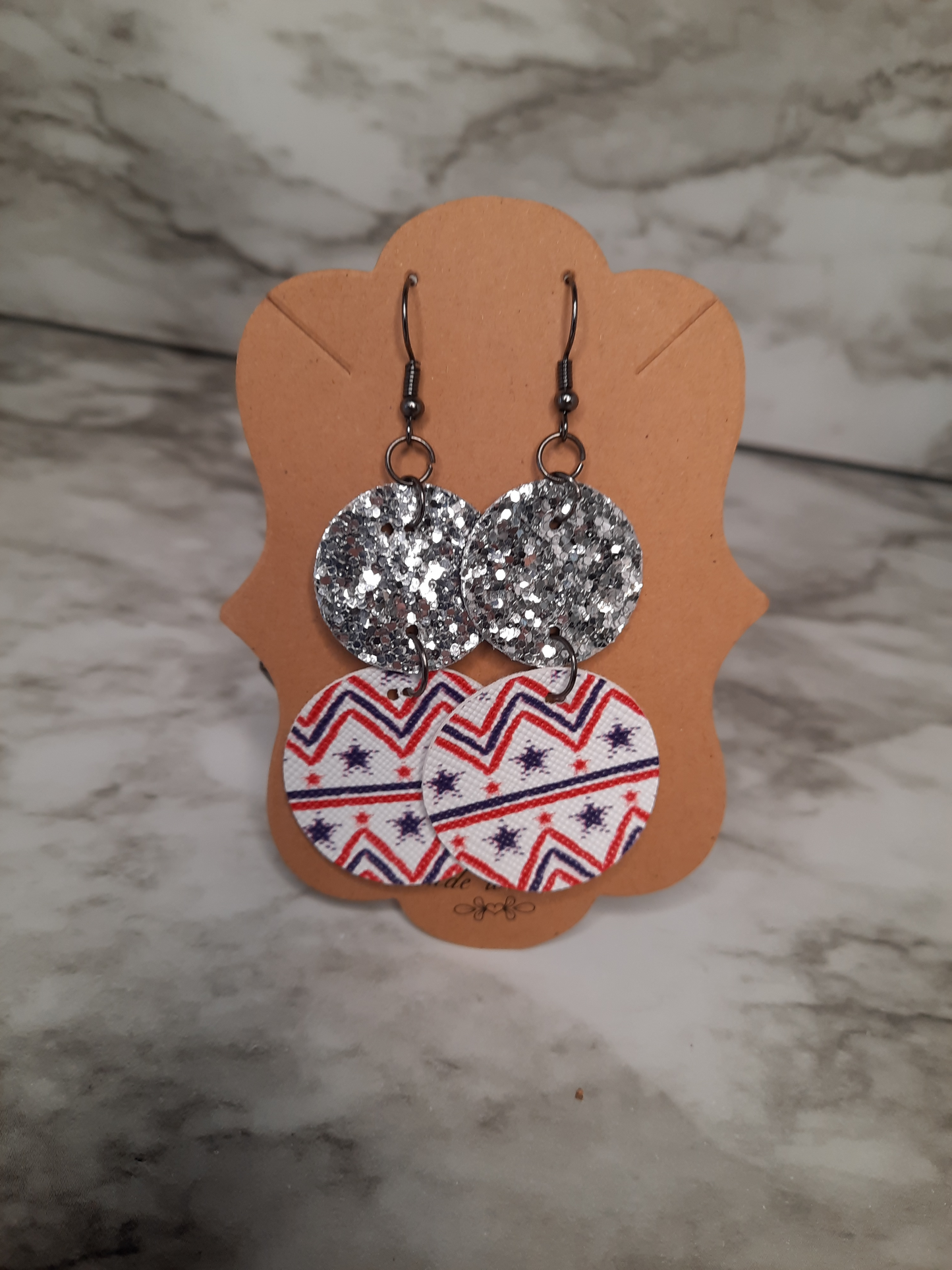 Red White Blue and Glitter Earrings