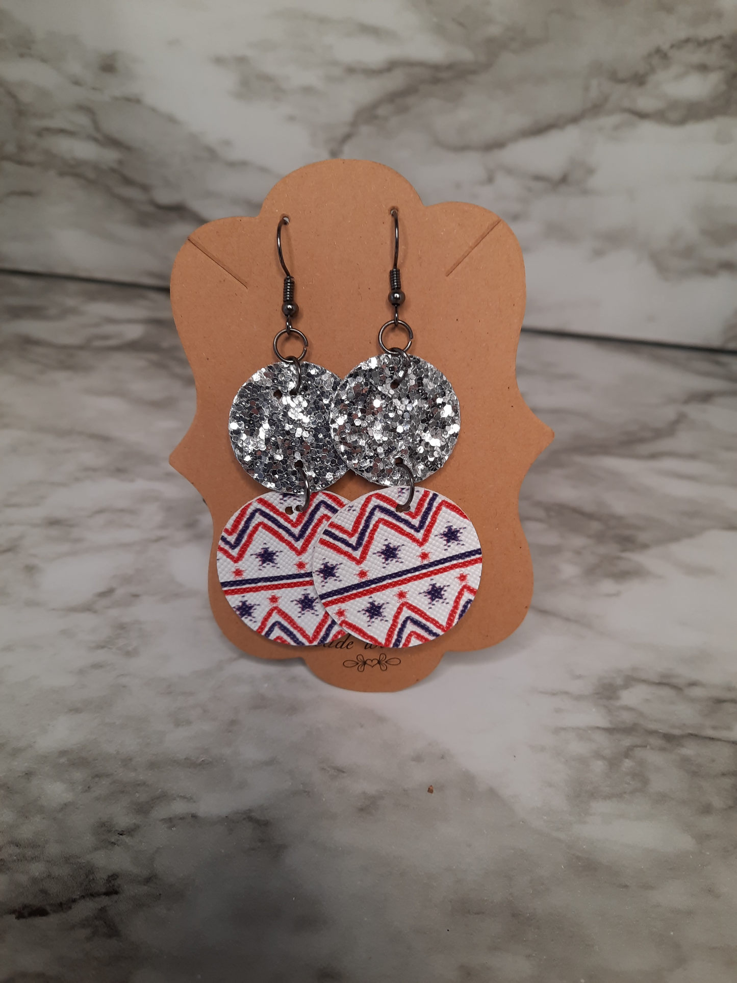 Red White Blue and Glitter Earrings