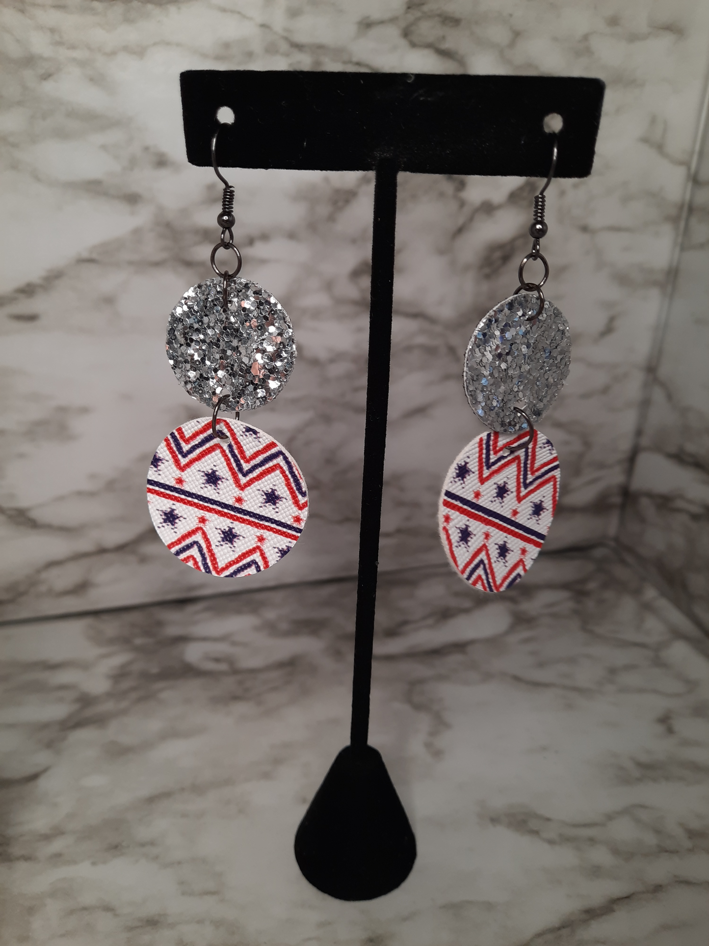 Red White Blue and Glitter Earrings