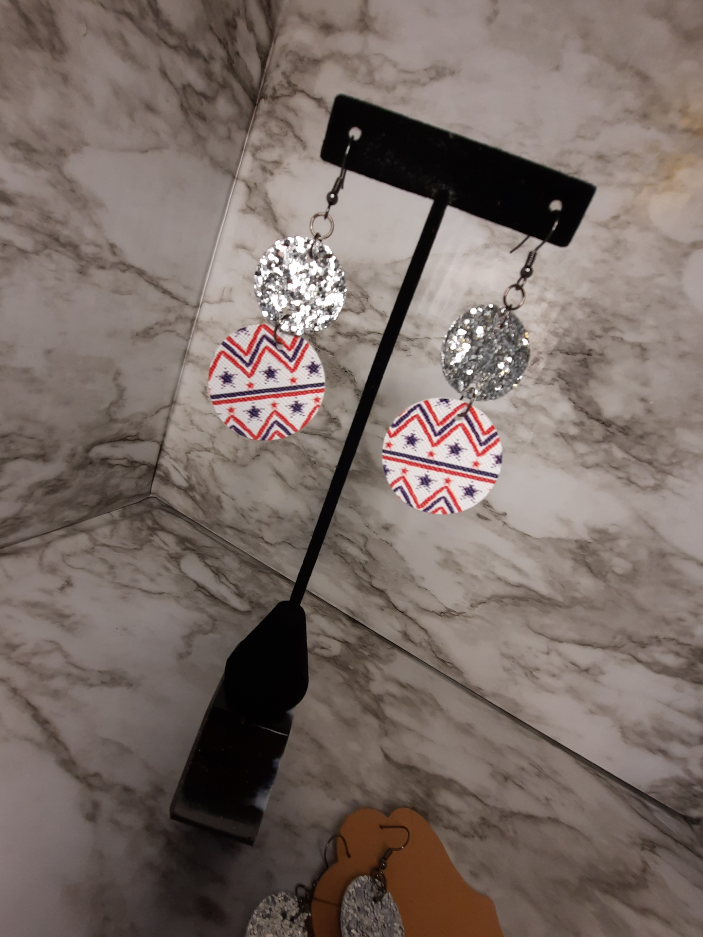 Red White Blue and Glitter Earrings