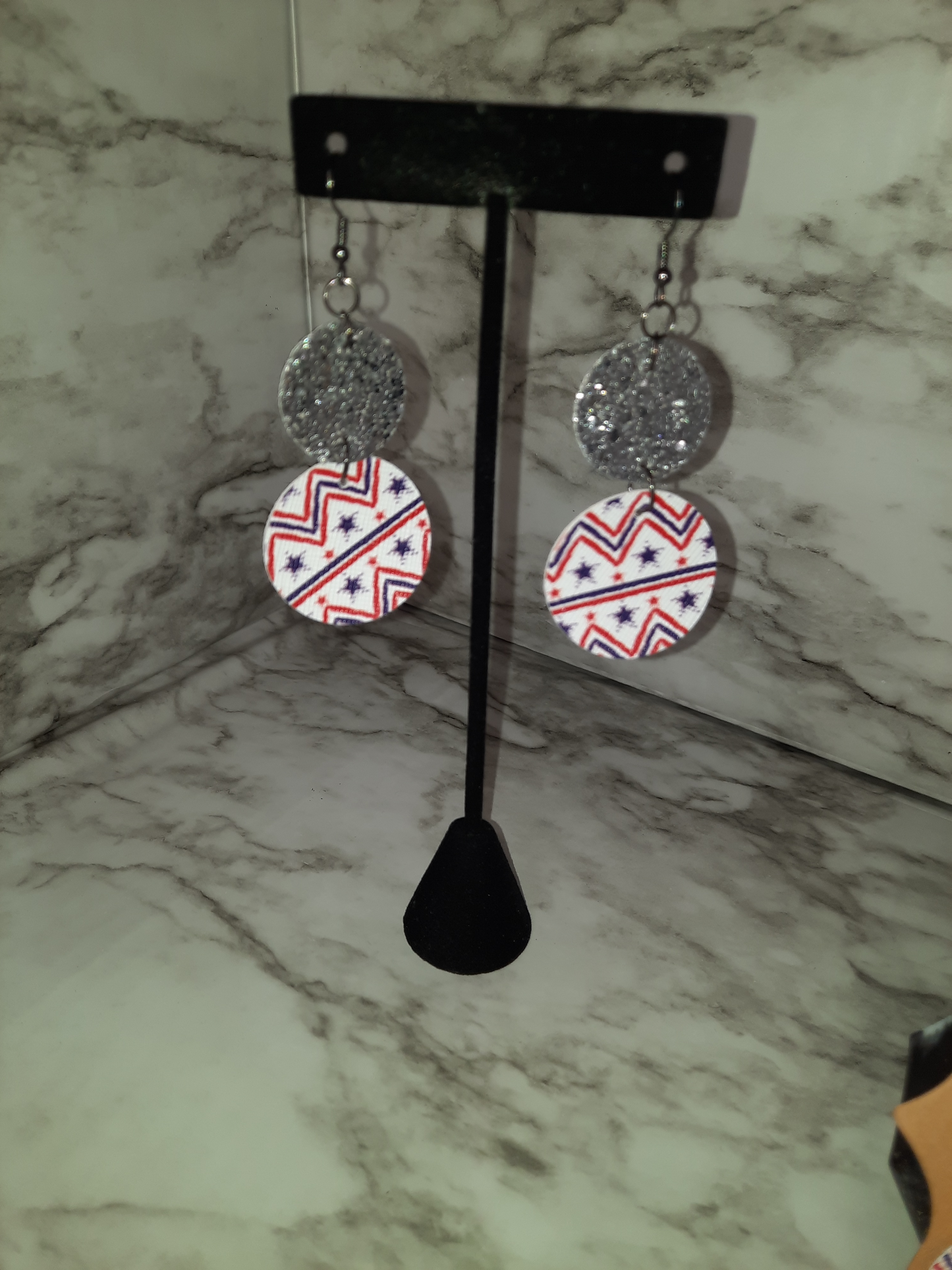 Red White Blue and Glitter Earrings