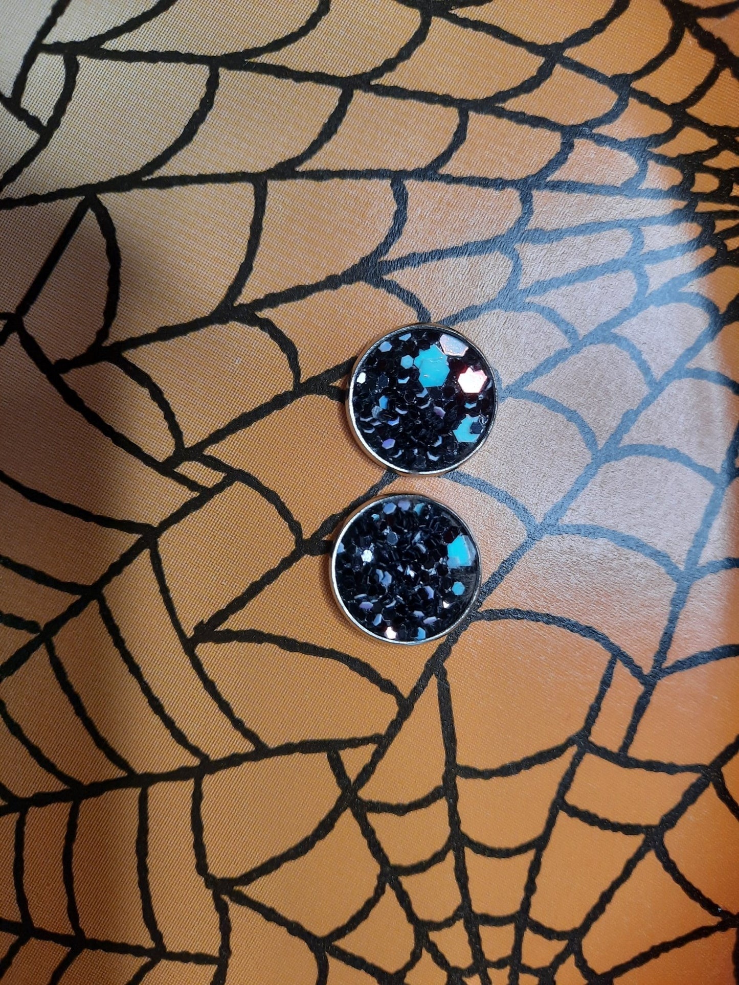 Black Glitter Studs - Merlscreations