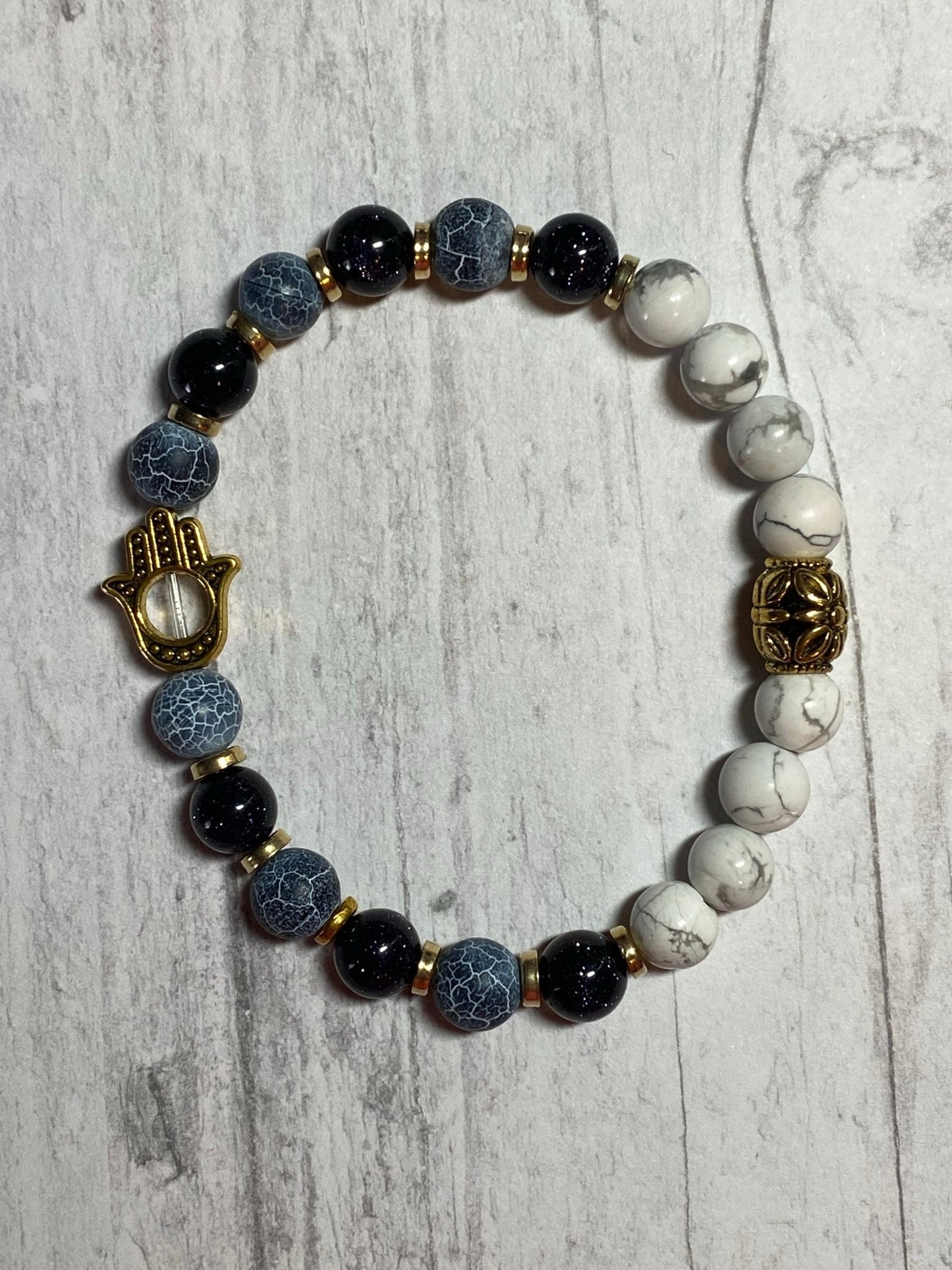 Blue Bloodstone Hamsa Bracelet - Merlscreations