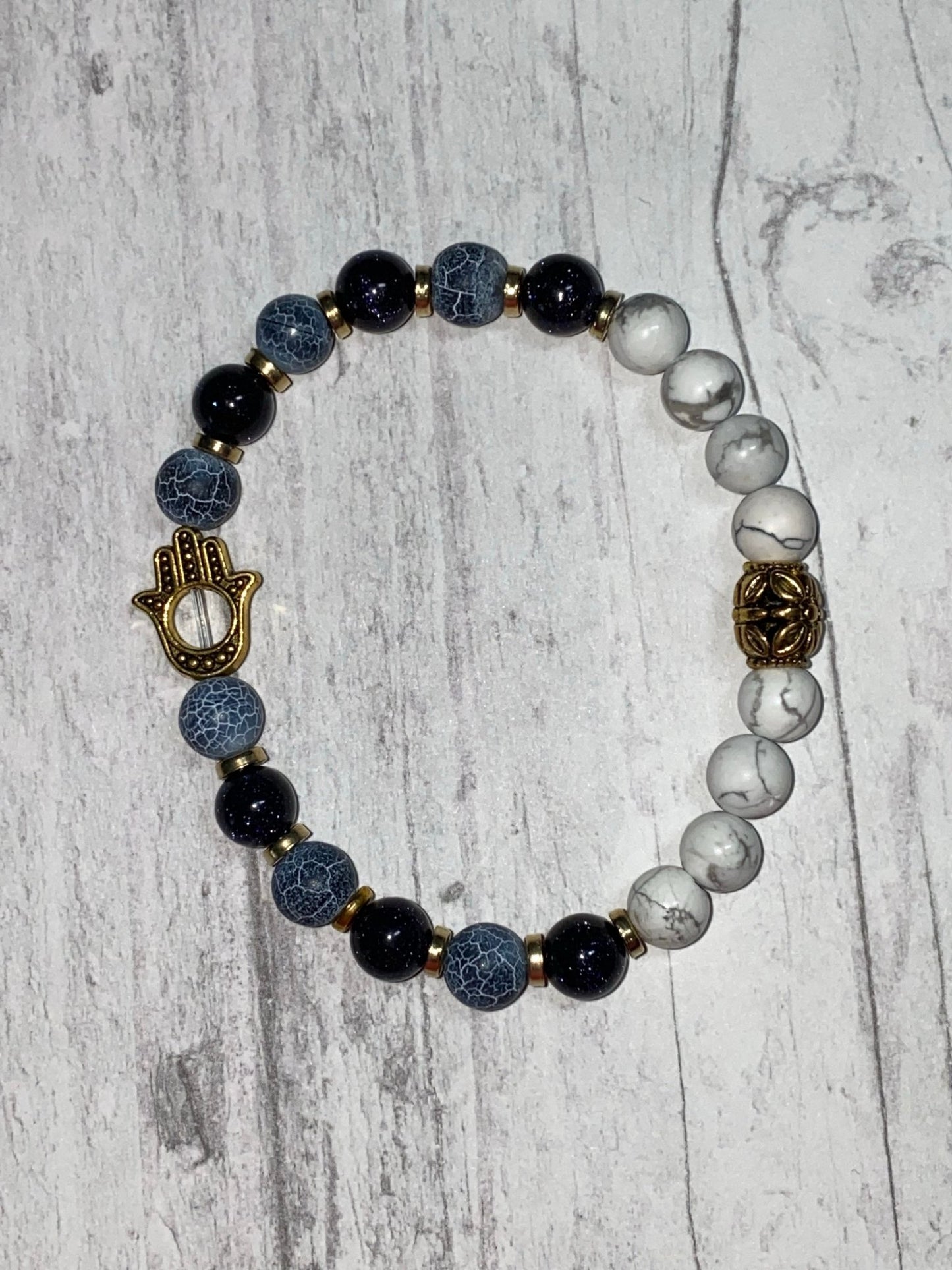 Blue Bloodstone Hamsa Bracelet - Merlscreations