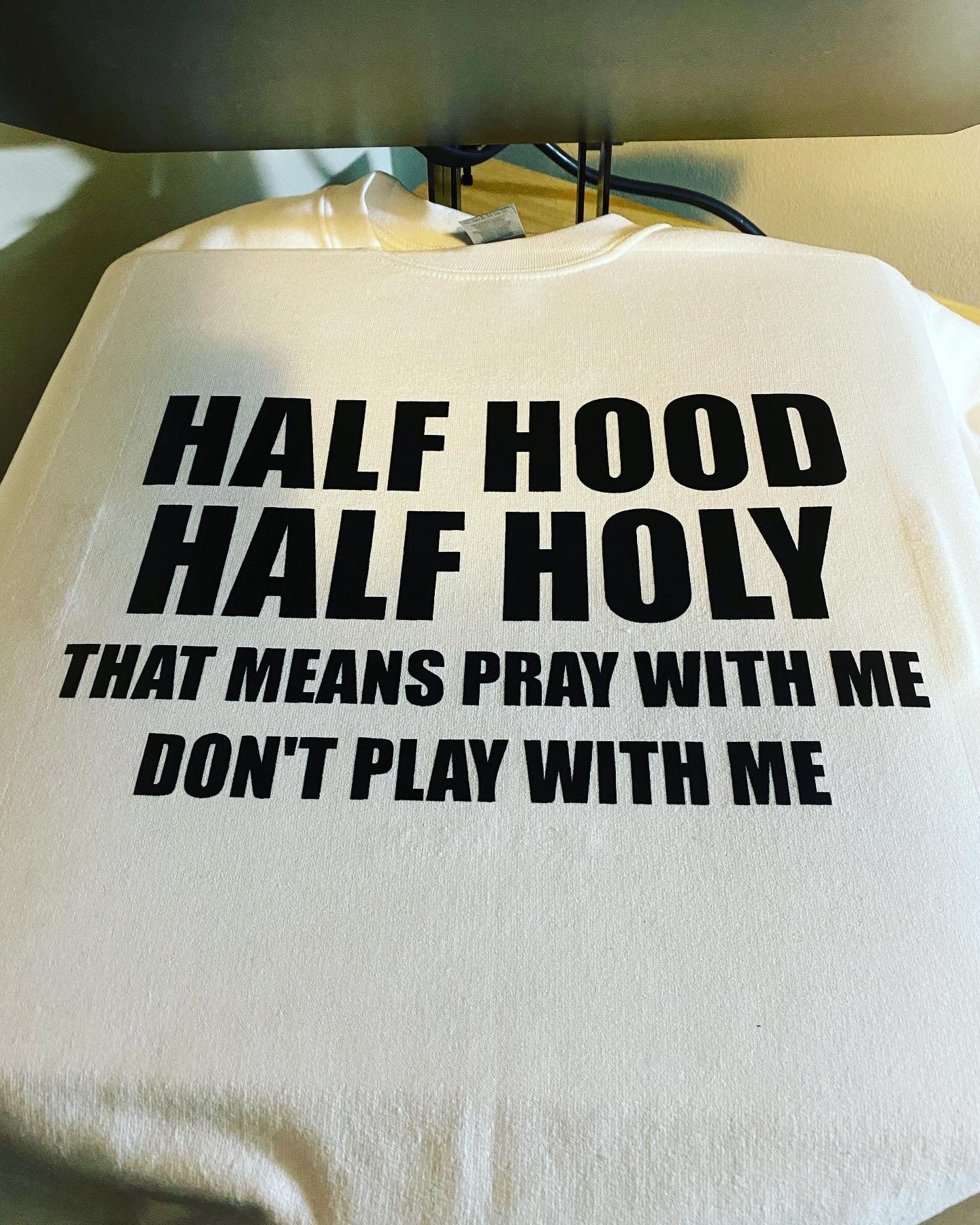 Half Holy Half Hood Crewneck - Merlscreations