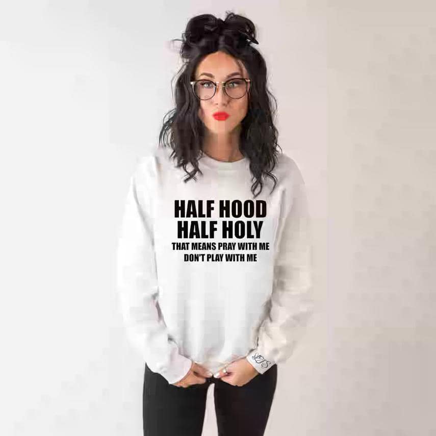 Half Holy Half Hood Crewneck - Merlscreations