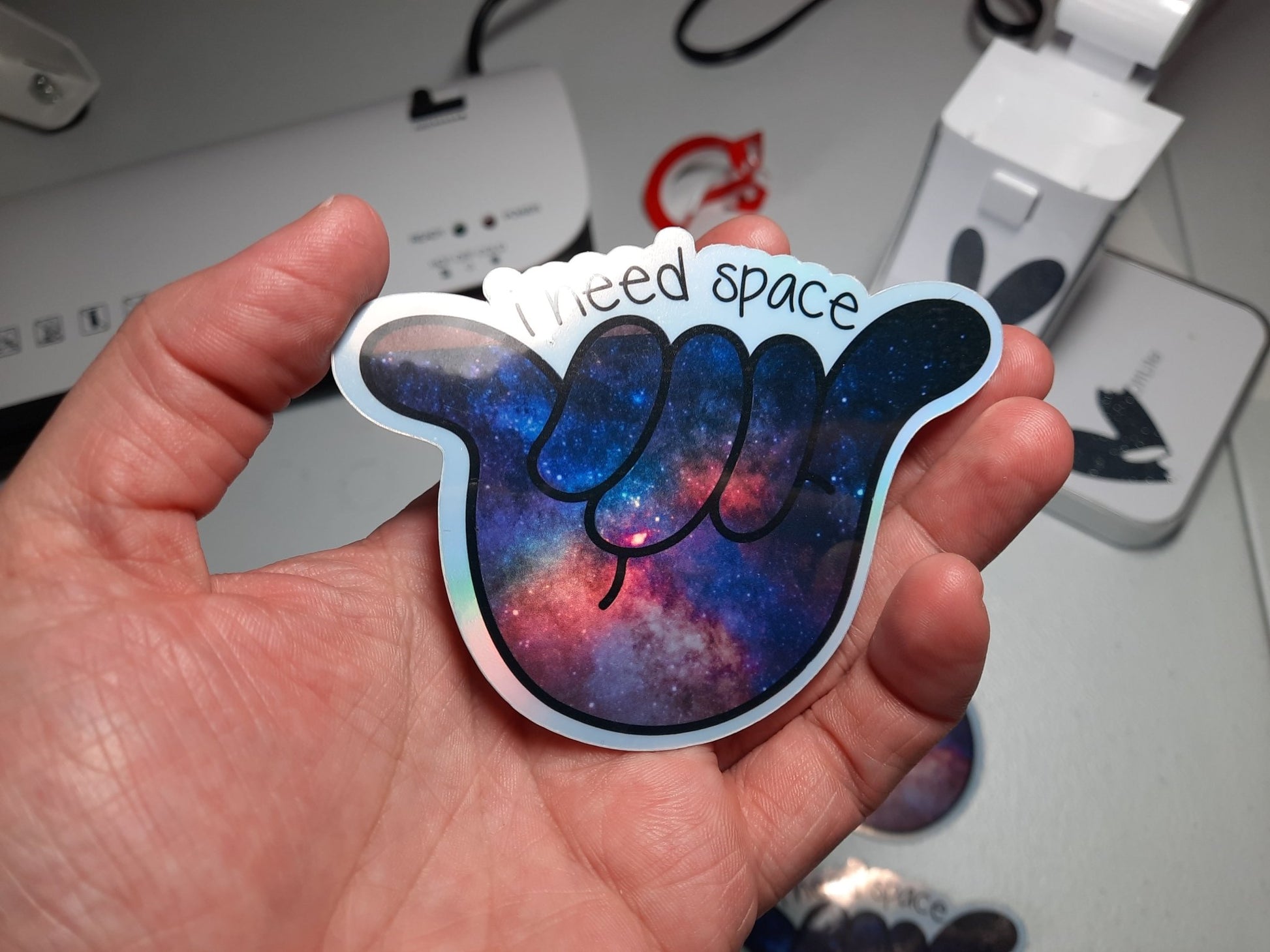 I Need Space Holographic Sticker - Merlscreations