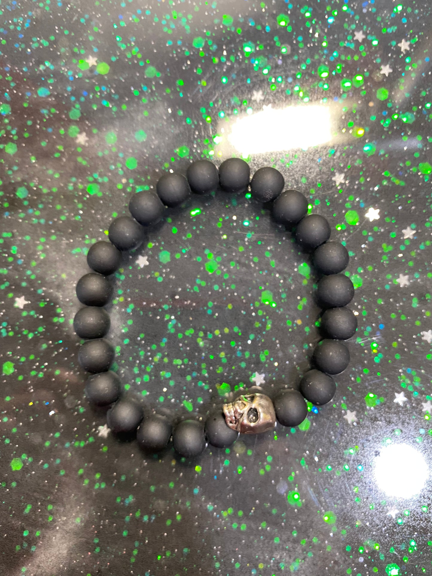 Matte black skull bracelet