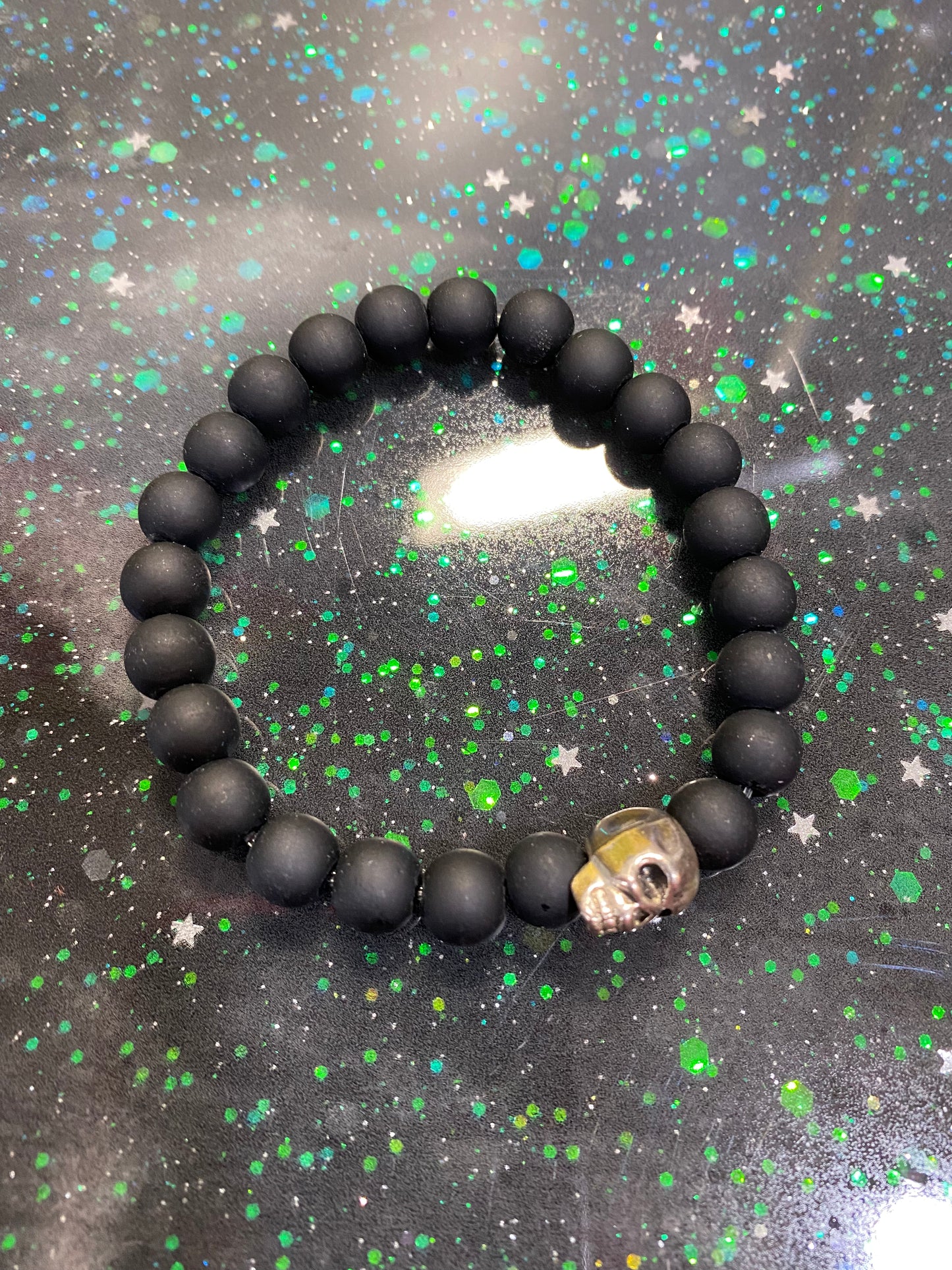 Matte black skull bracelet