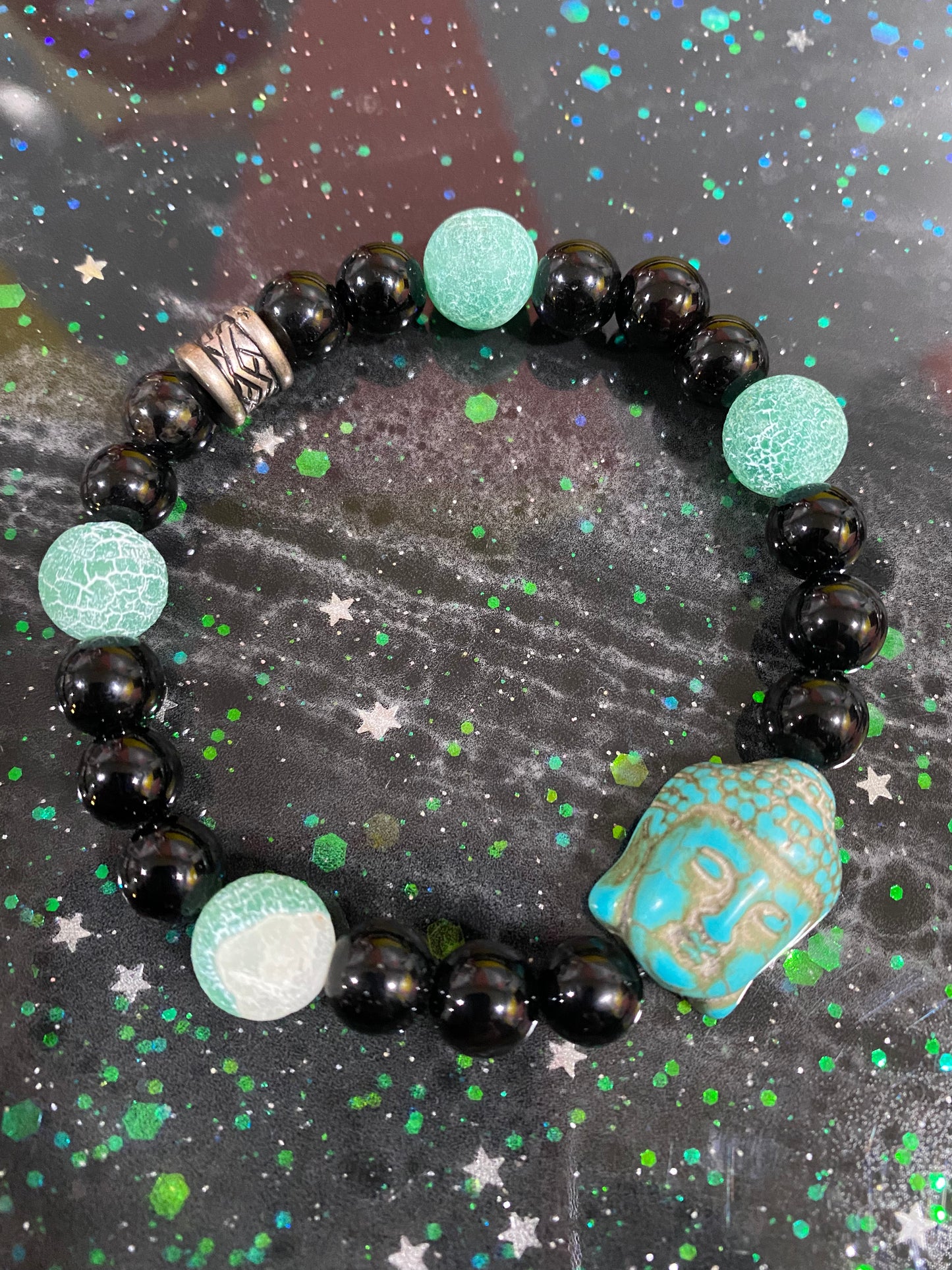 Buddha black and blue bracelet