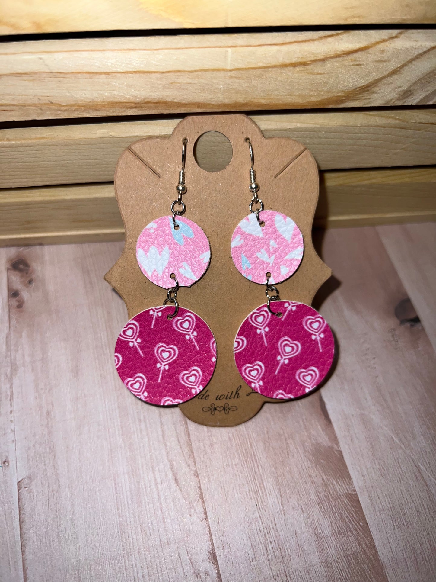 Pink Double Circle Dangle Earring