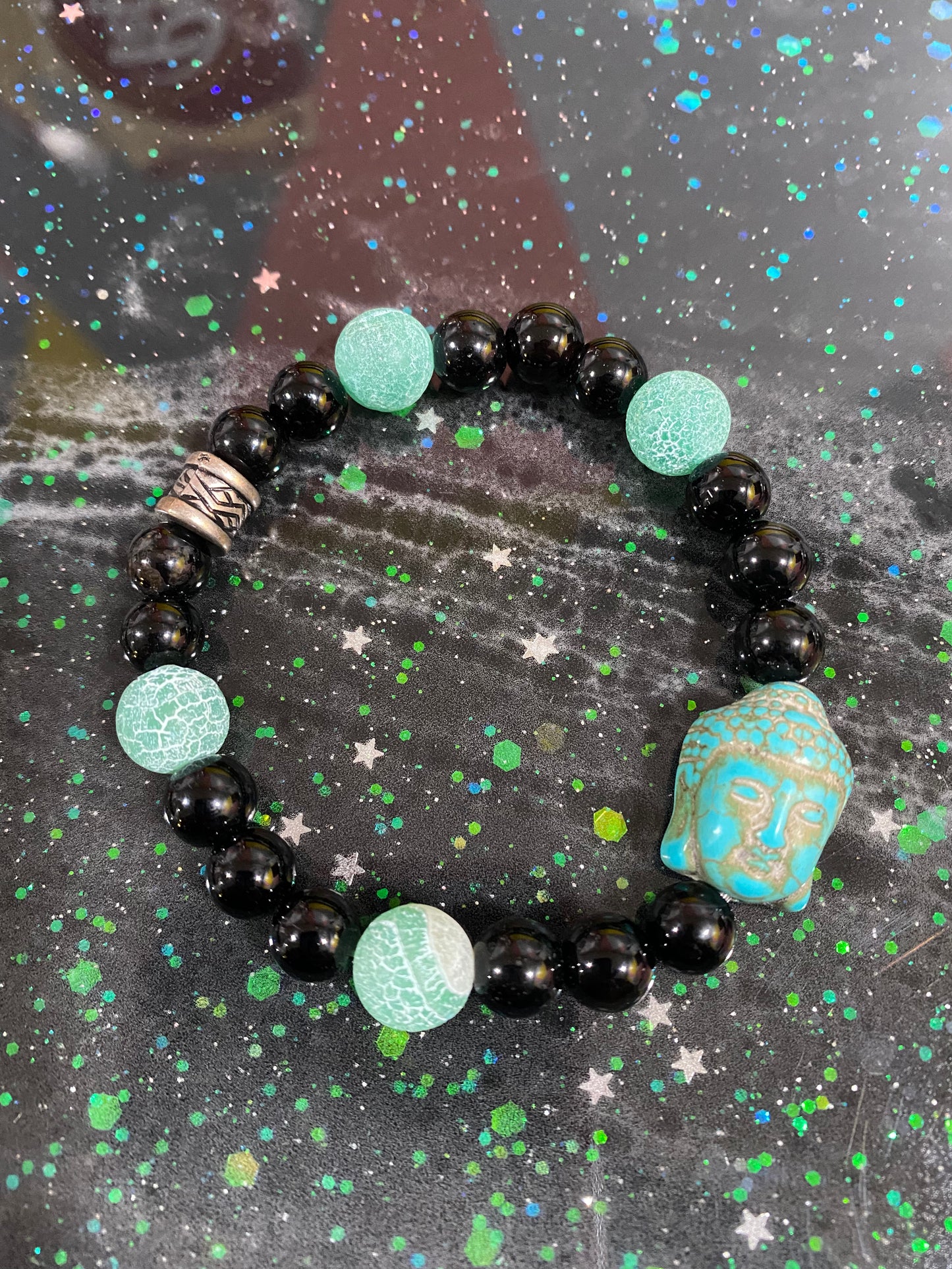 Buddha black and blue bracelet