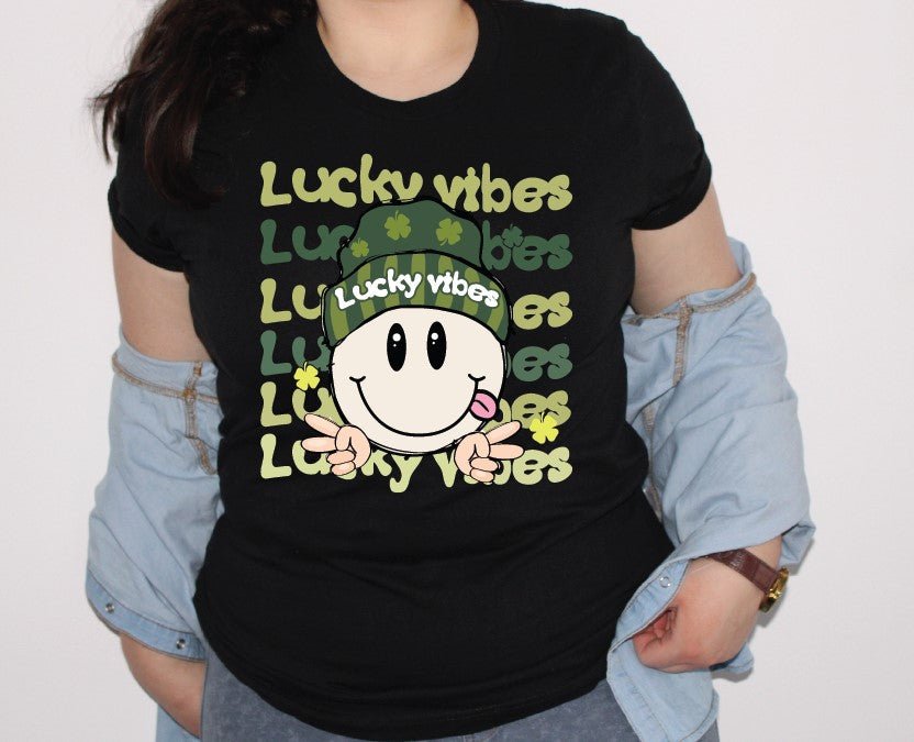 Lucky Vibes St Patricks Day T-shirt - Merlscreations