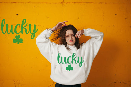 Lucky with Shamrock T-shirt - Merlscreations