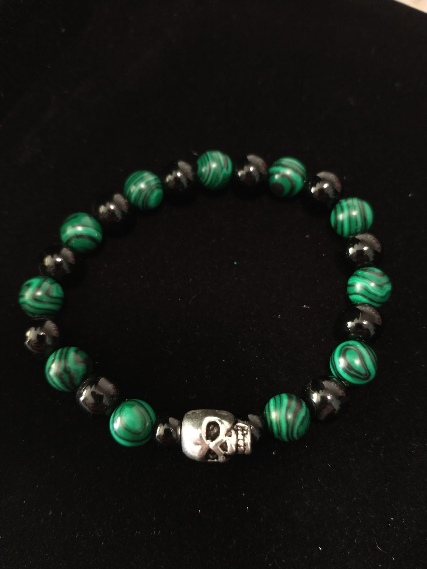 Malachite Skull Bracelet - Merlscreations