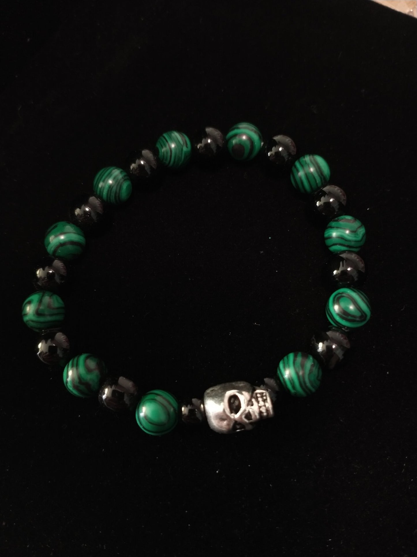 Malachite Skull Bracelet - Merlscreations