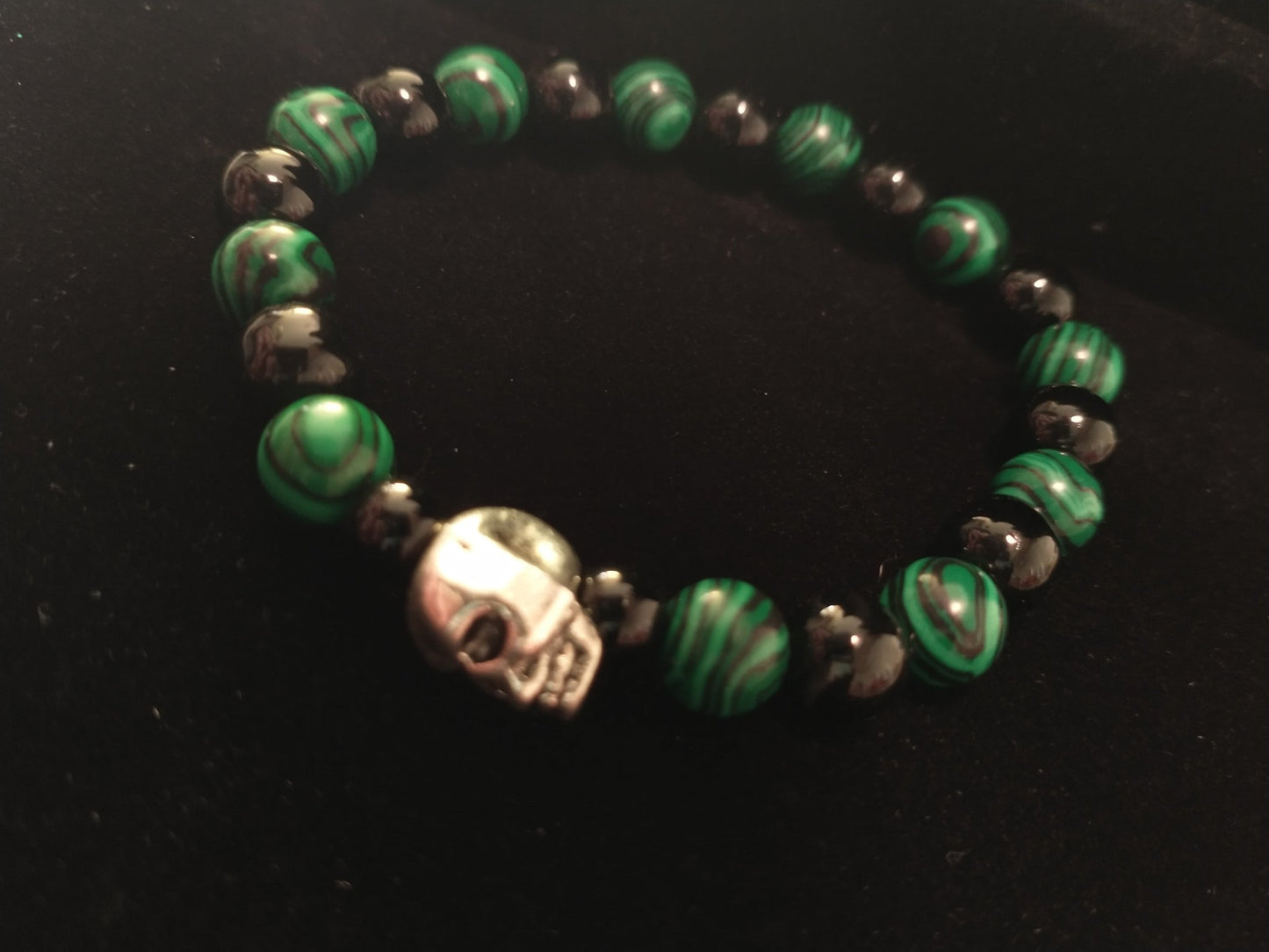 Malachite Skull Bracelet - Merlscreations