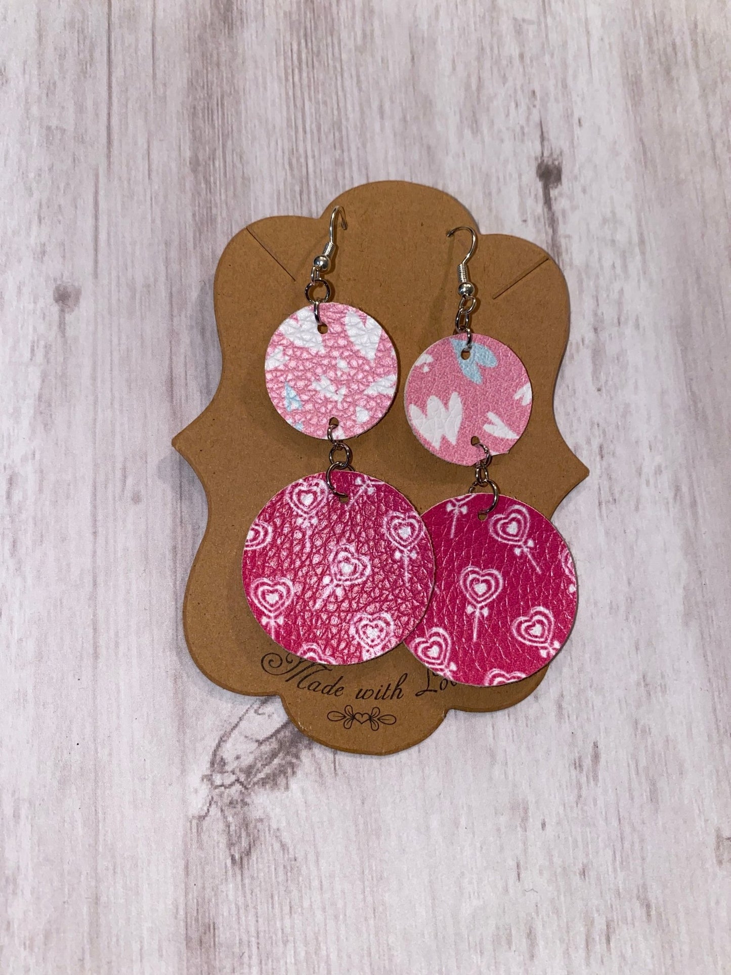 Pink Double Circle Dangle Earring - Merlscreations