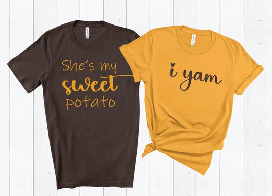 Sweet Potato & Yam Couple T-shirts - Merlscreations