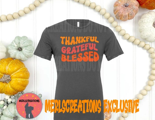 Thankful, Grateful, Blessed T-shirt - Merlscreations